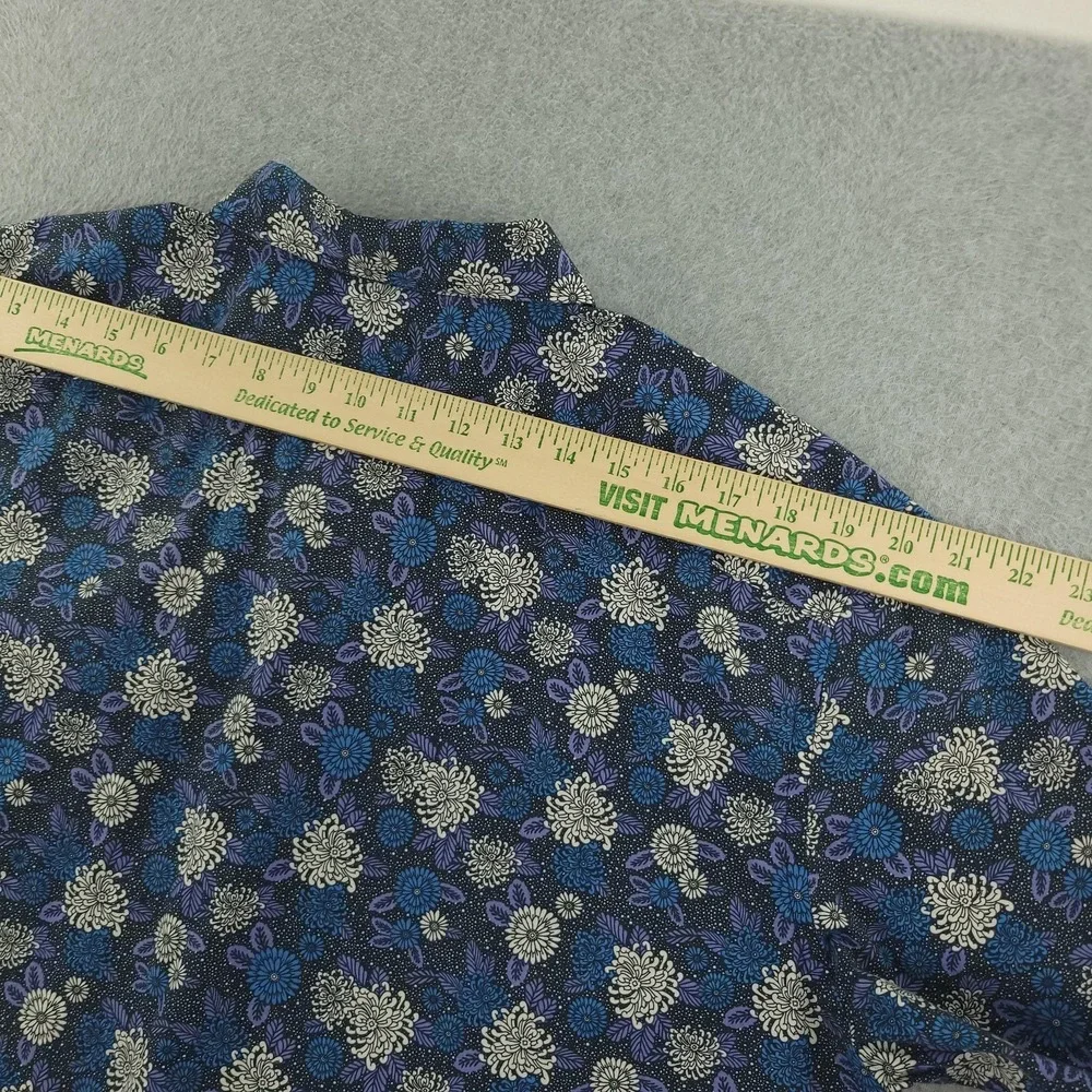 Banana Republic Shirt Mens XL Blue Floral Short Sleeve Button Up Slim Fit